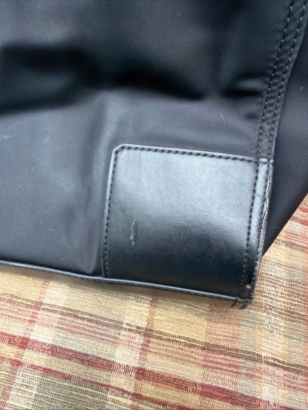 Tory Burch Navy Nylon Logo Tote with Leather Trim - Picture 5 of 11